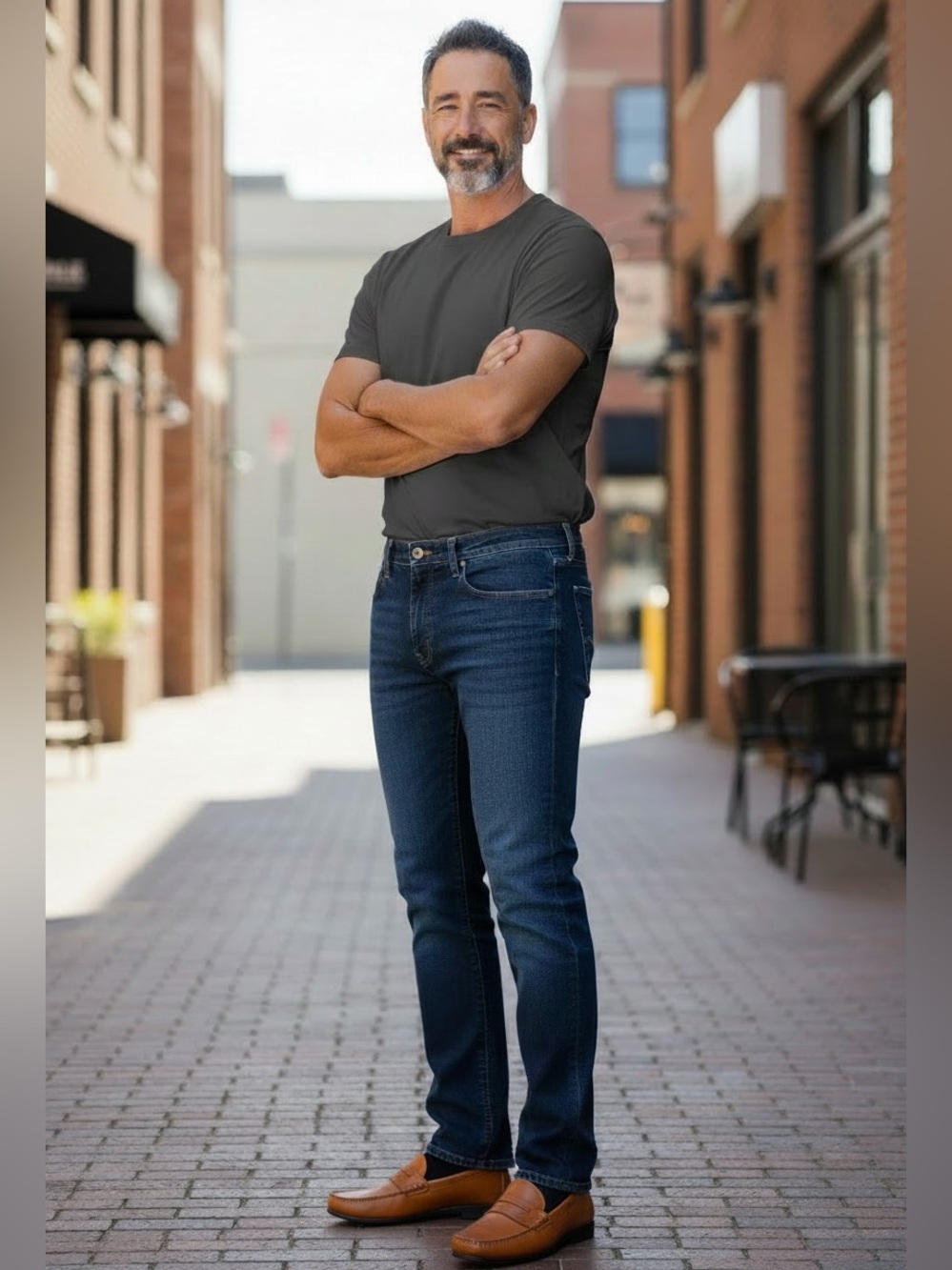 Eddie Bauer Men’s Slim Fit Straight Jeans in Dark Blue, 36x32